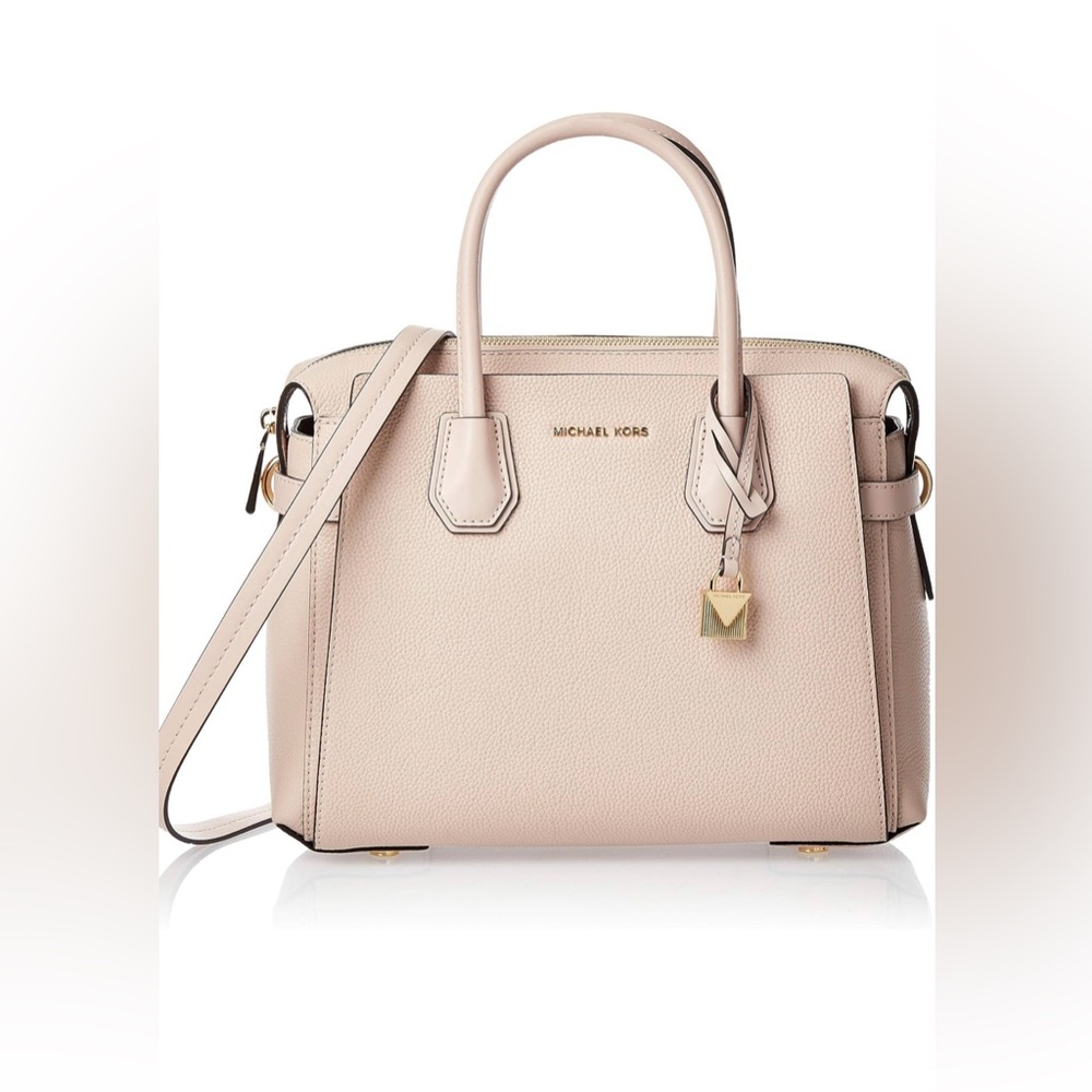 MICHAEL MICHAEL KORS
Mercer Medium Pebbled Leather
Belted Satchel - Blush Color